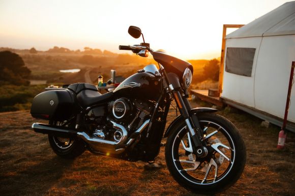 Two-up Motorcycle Trip - parked black motorcycle