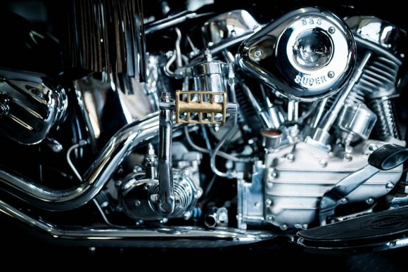 Motorcycle Engine - selective focus cruiser motorcycle