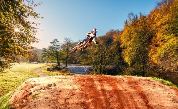 Off-road Moto Riding - river wharfe, yorkshire, autumn sunshine