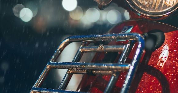 Motorcycle Modifications - Red Motorcycle Park On Sidewalk At Rainy Night