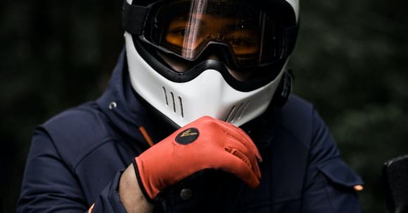 Motorcycle Protection. - Man Wearing a Safety Helmet