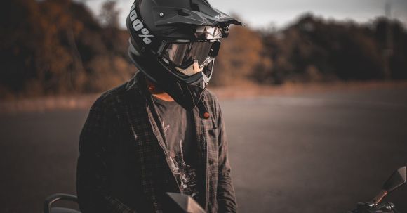 Biker Safety. - Person Wearing Helmet